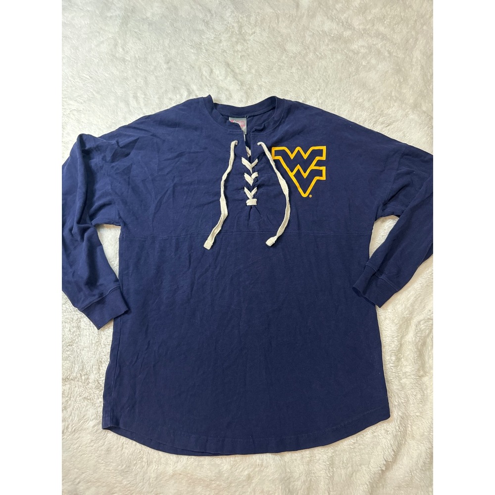 Knights Apparel WVU Spirit Jersey Women S Blue Excellent Lace Up Long Sleeve
